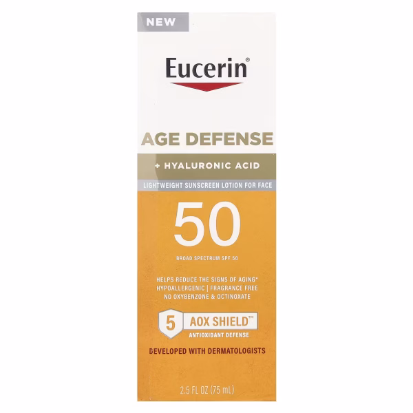 Eucerin, Age Defense, Lightweight Sunscreen Lotion For Face, SPF 50, Fragrance Free, 2.5 fl oz (75 ml) - Image 3