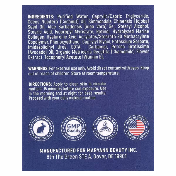 MaryAnn Organics, Collagen Day & Night Anti-Aging Cream, For All Skin Types, 1.7 fl oz (50 ml) - Image 4