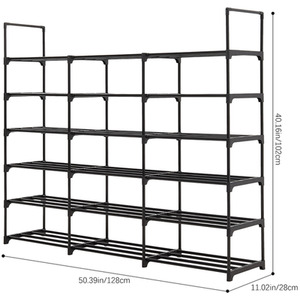 Lifeideas 6-Tier Shoe Rack with 3 Columns - Black - Image 4