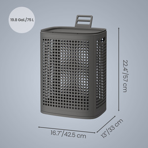 SONGMICS 75L Slim Plastic Laundry Hamper with Lid - Image 3