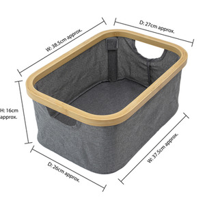 JVL 26L Bambanio Foldable Bamboo Storage Basket Set of 3 - Grey