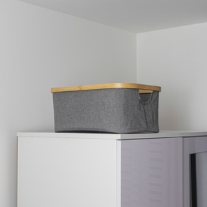 JVL 26L Bambanio Foldable Bamboo Storage Basket Set of 3 - Grey - Image 3