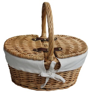 Child's Oval Lined Lidded Picnic Hamper