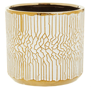 Honna Small White Gold Ceramic Planter - White