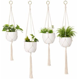 Rope Plant Hanger Set - White
