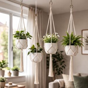 Rope Plant Hanger Set - White - Image 2