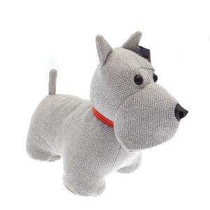 Chequered Dog Door Stop - Grey