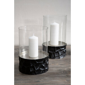Akola Black and Gold Large Hurricane Candle Holder - Black - Image 2
