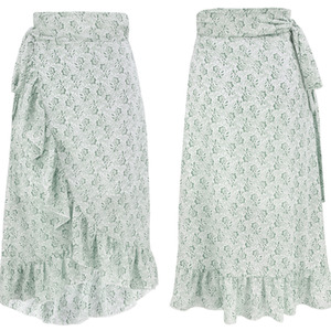 Floral Print Split Wrapping Skirt