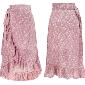 Floral Print Split Wrapping Skirt - Image 2