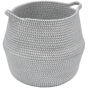 JVL Edison Round Belly Cotton Rope Storage, Large, Grey - Grey