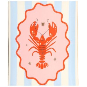Pastel Lobster Trinket Dish Coastal Blue Stripes Fun Decor - Red - Image 3