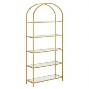VASAGLE 5 Tier Tempered Glass Shelf Unit