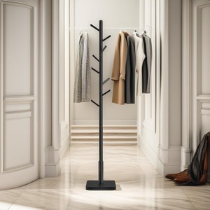 Wooden Square Base Coat Stand With 8 Hooks