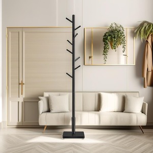 Wooden Square Base Coat Stand With 8 Hooks - Image 3