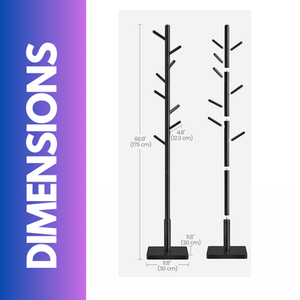 Wooden Square Base Coat Stand With 8 Hooks - Image 4