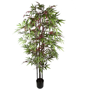 Artificial Bamboo 1140 Red Green Silk Leaves - 180cm Red Bamboo