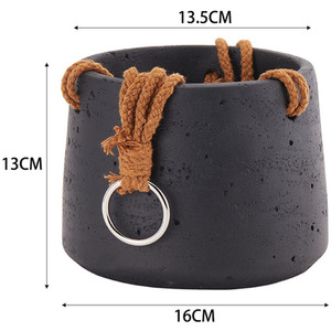 Breeins Nordic Cement Hanging Plant Pot - Black