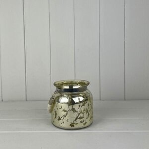 Green Mercury glass pot with Rope handle - Green
