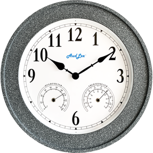 Faux Concrete Clock with Thermometer and Hygrometer - Multicolor