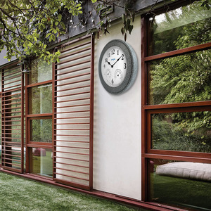 Faux Concrete Clock with Thermometer and Hygrometer - Multicolor - Image 2