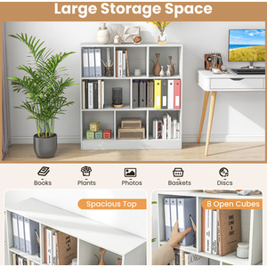 8-Cube Bookshelf Storage Organizer - White - Image 2