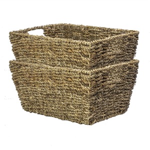 Natural Seagrass Storage Basket - Set of 2 - Brown