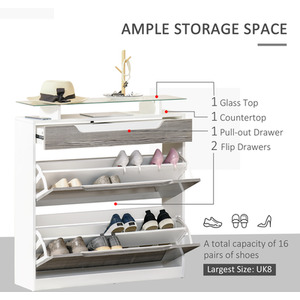 HOMCOM Shoe Cabinet with 3 Drawers - Image 3