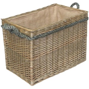 Rectangular Rope Handled Wicker Log Baskets - Image 2