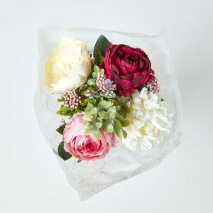 Homescapes Poppy  Rose Orange and Yellow Artificial Bouquet - Orange