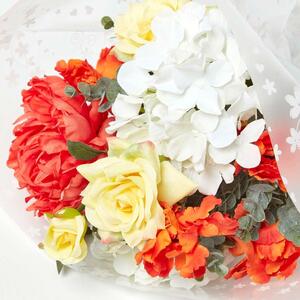 Homescapes Poppy Rose Orange and Yellow Artificial Bouquet - Orange - Image 2