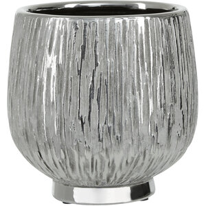 Hesper Small Silver Ceramic Planter - Silver