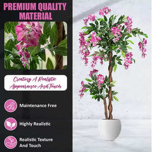 120cm Faux Wisteria Plant Tree in Pot - Green - Image 2