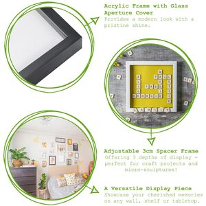 3D Box Photo Frames - 5 x 7" with 4 x 6" Mount - Light Wood/Black - Pack of 5 - Light Wood/Black