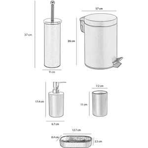 Bathroom Set 6 Piece - 3L Bin Toilet Brush Tumblers and Soap Dish - Image 2