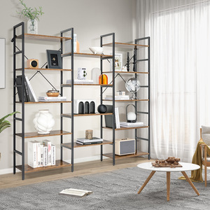 5 Tier Industrial Bookshelf Storage Shelf - Brown - Image 2