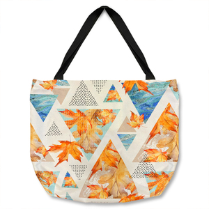 Autumn Geometrics With Maple Leaves Tote bag - Orange